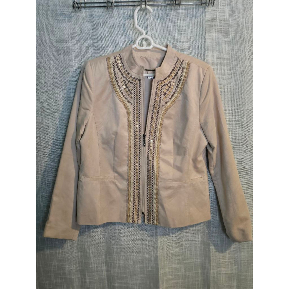 Women's Tanjay Beige Embellished Jacket Size 10